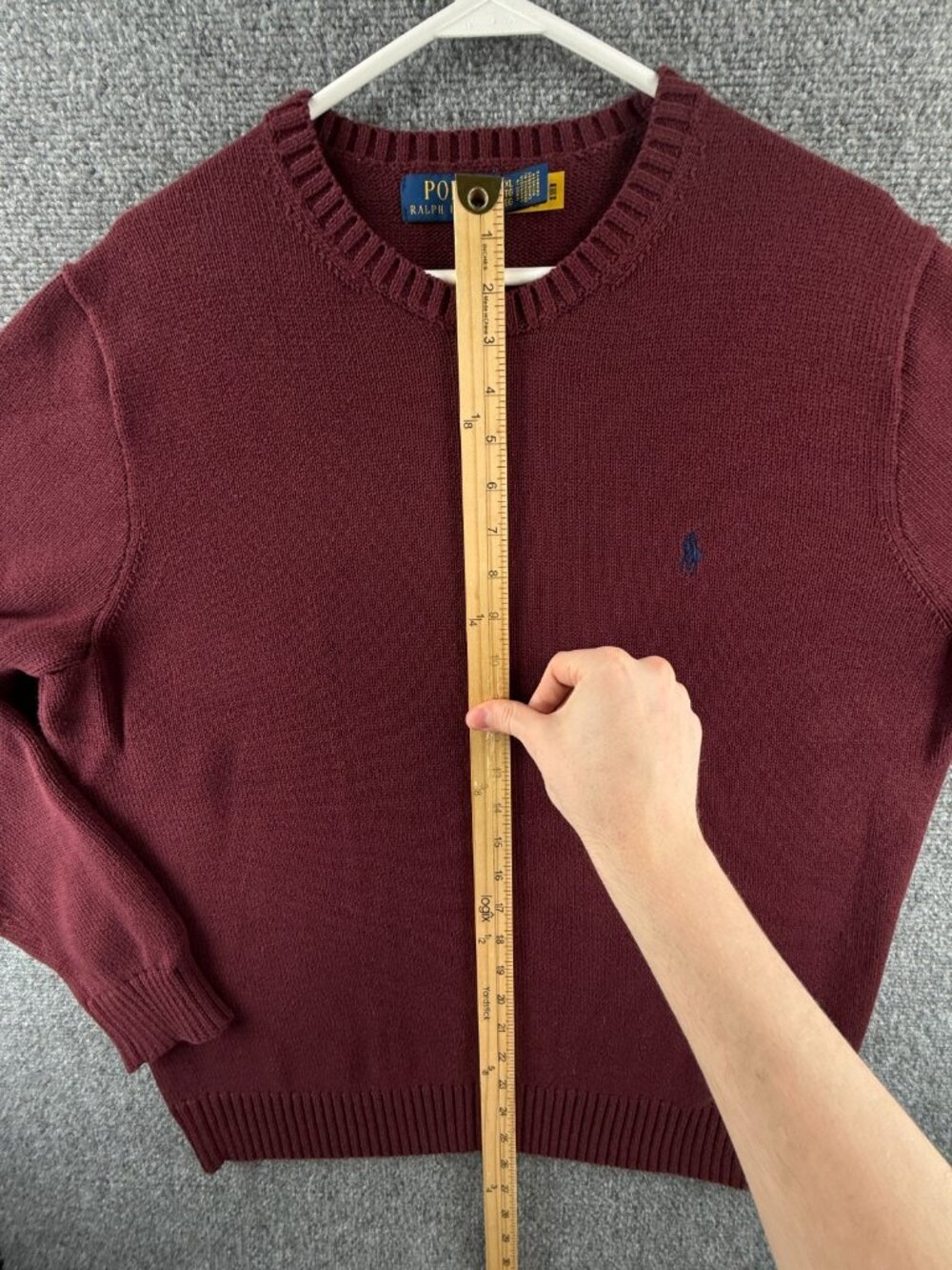 NWOT Polo Ralph Lauren Cotton Crewneck Sweater Red Wine XL Heavyweight Pullover - Picture 4 of 16